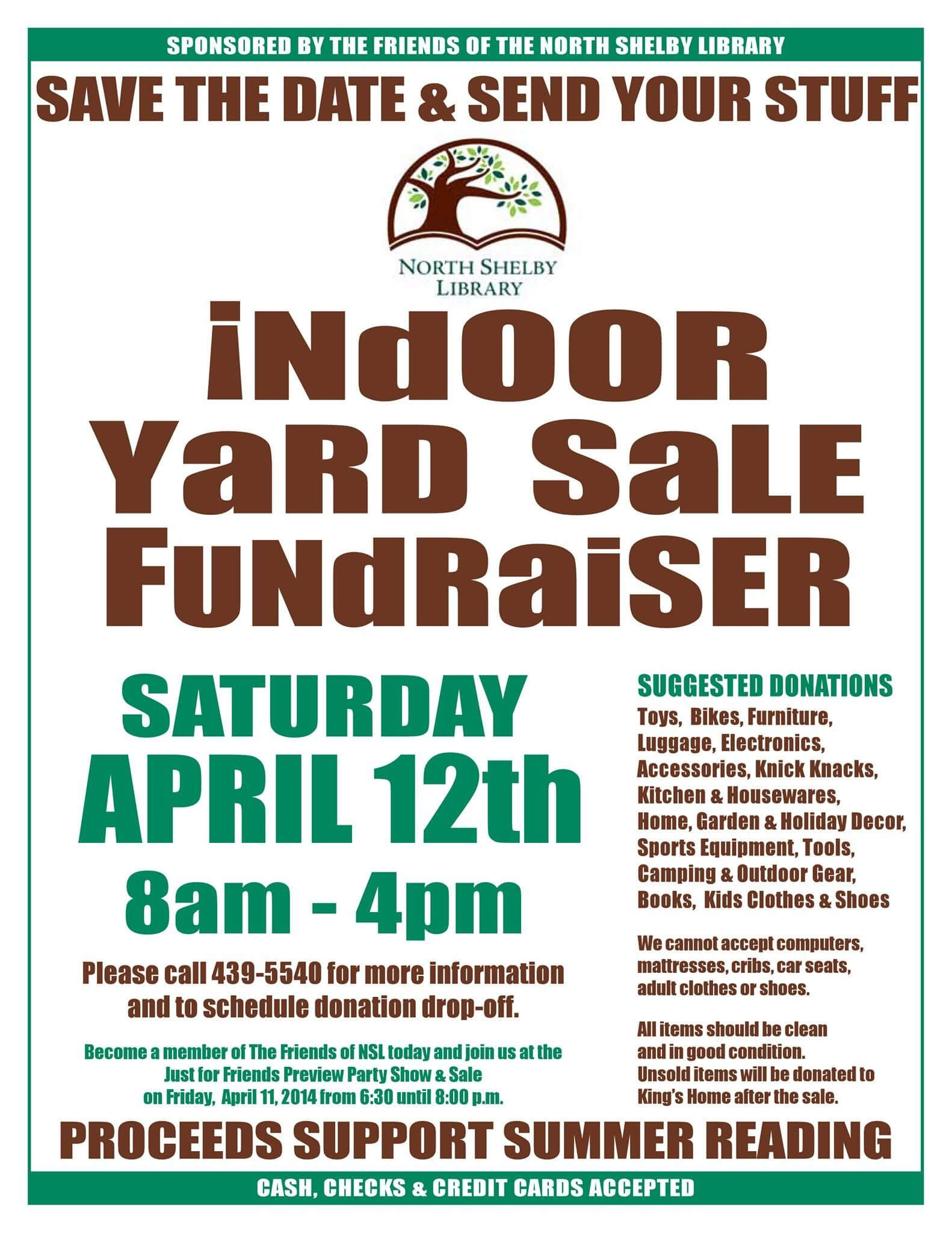 Come Find Your Treasure @ North Shelby Library's Indoor Yard Inside Yard Sale Flyer Template Word