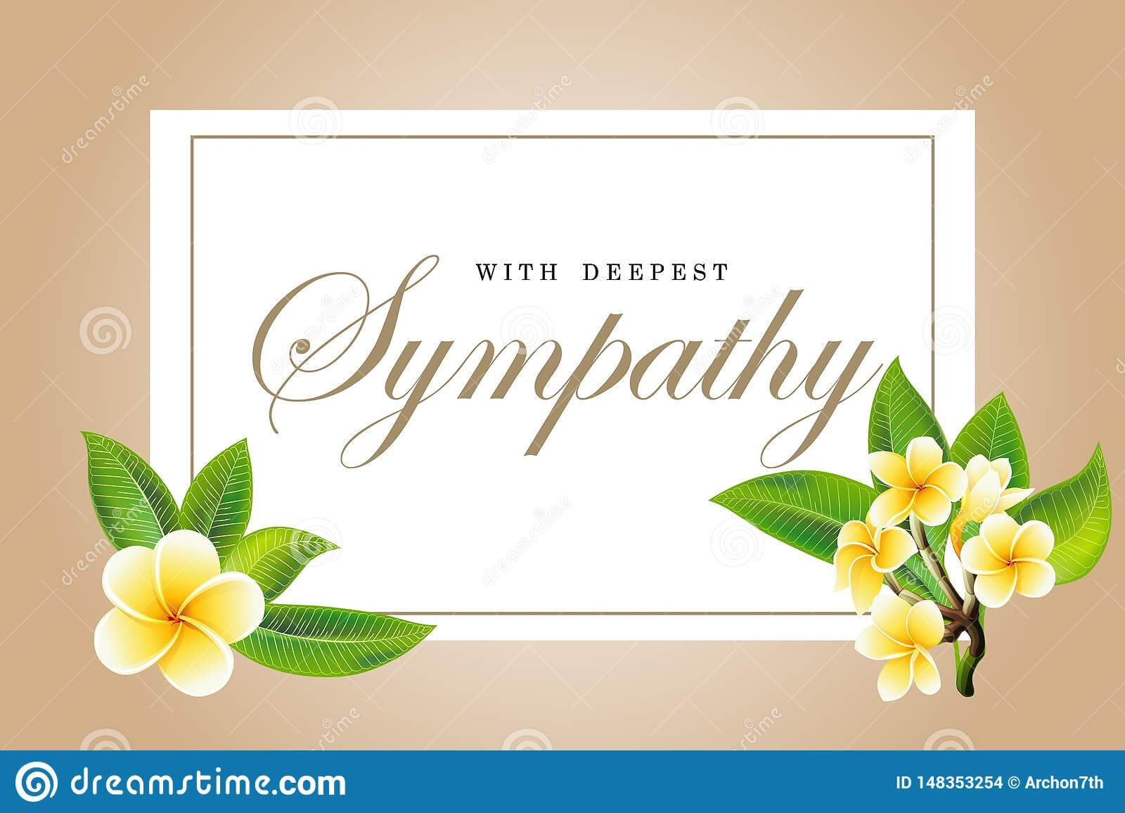 Condolences Sympathy Card Floral Frangipani Or Plumeria Throughout Sympathy Card Template