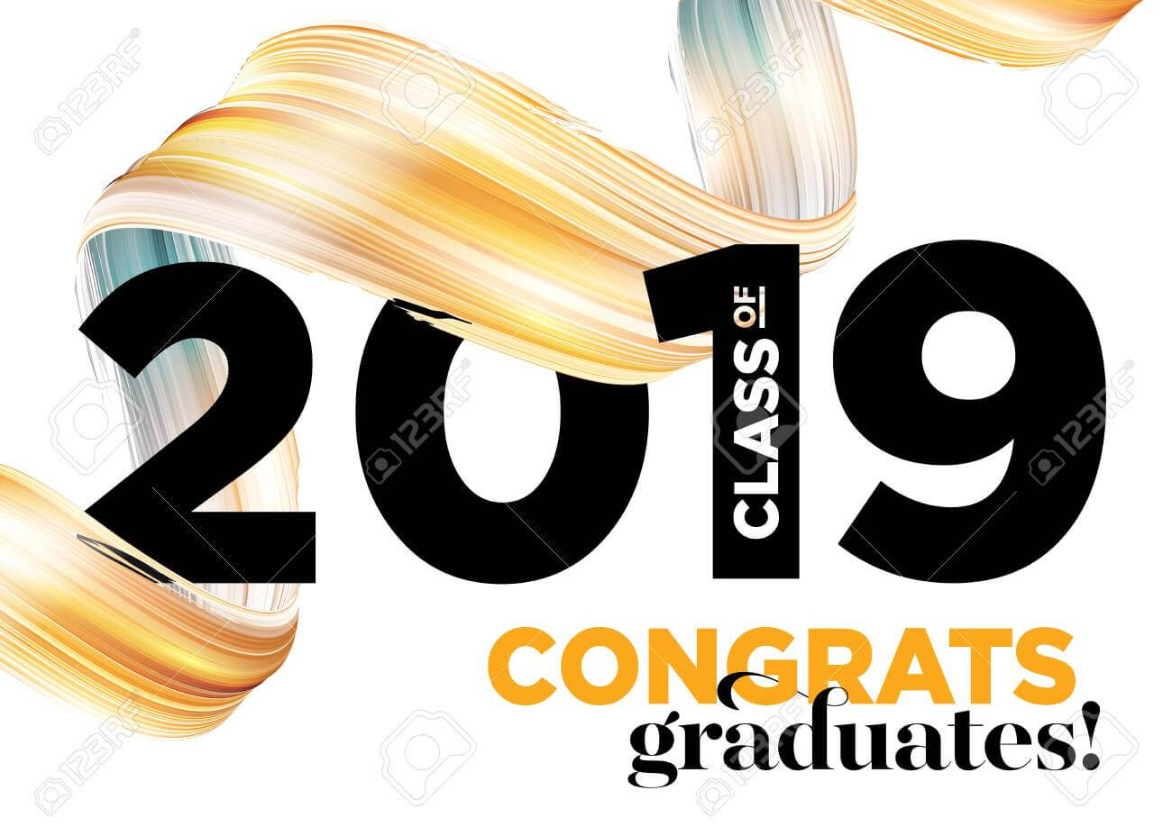 Congratulations Graduates Class Of 2019 Vector Logo. Graduation.. In Graduation Banner Template