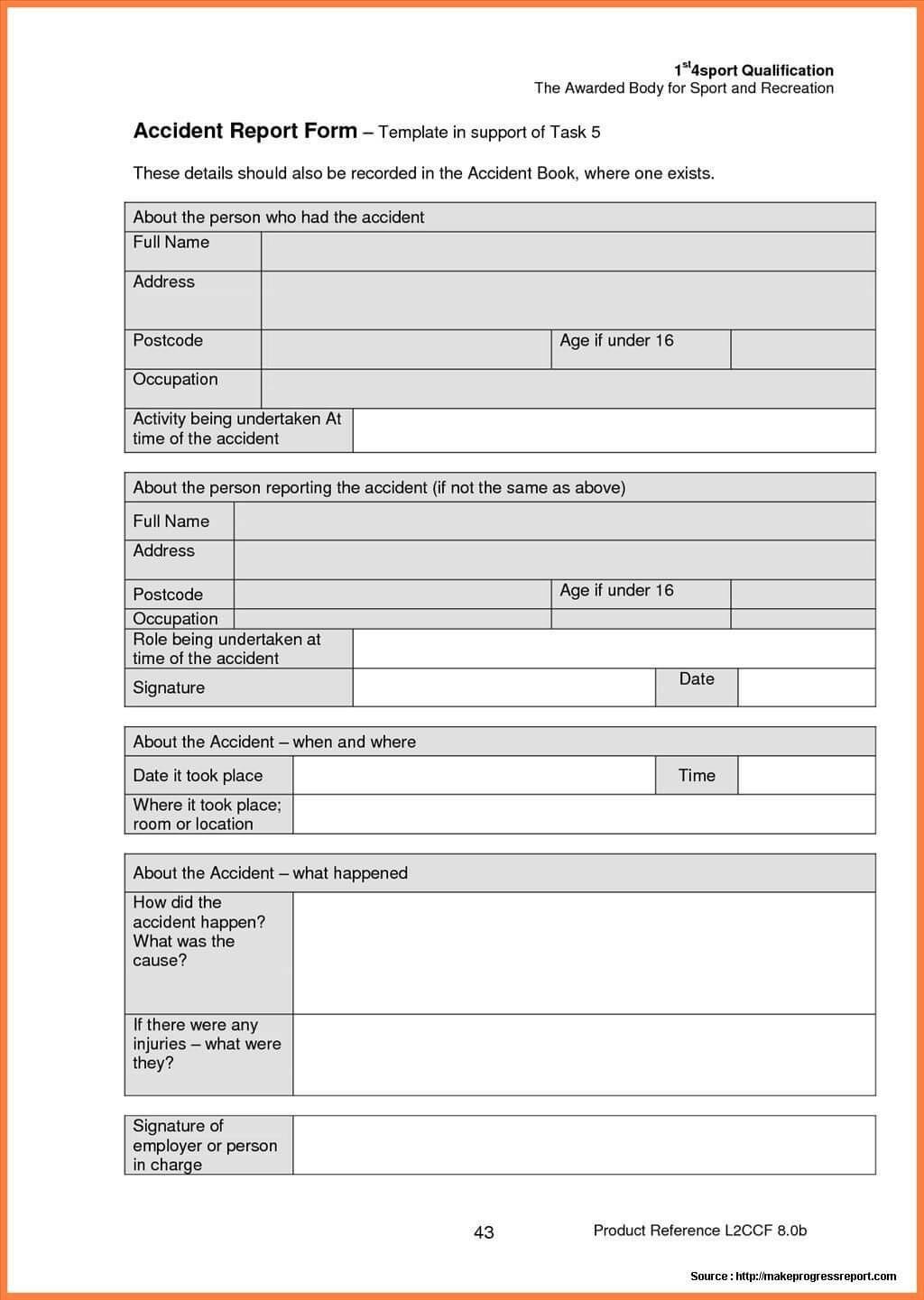 Construction Accident Report Form Sample | Incident Report In Hse Report Template