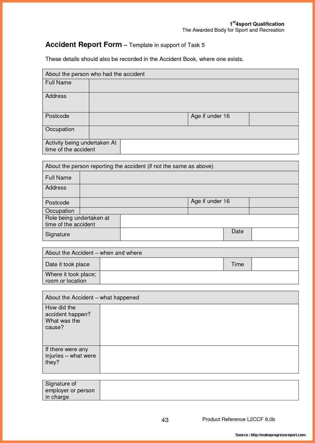 Construction Accident Report Form Sample | Incident Report Intended For Construction Accident Report Template