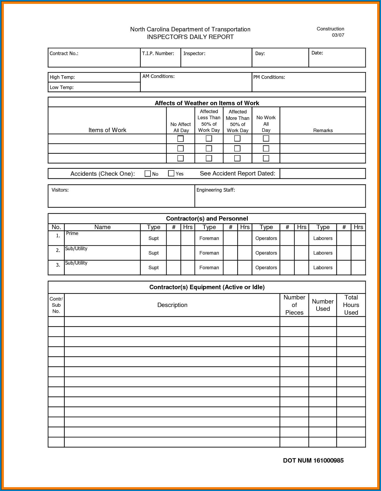 Construction Daily Report Template Examples Inspection In Daily Inspection Report Template