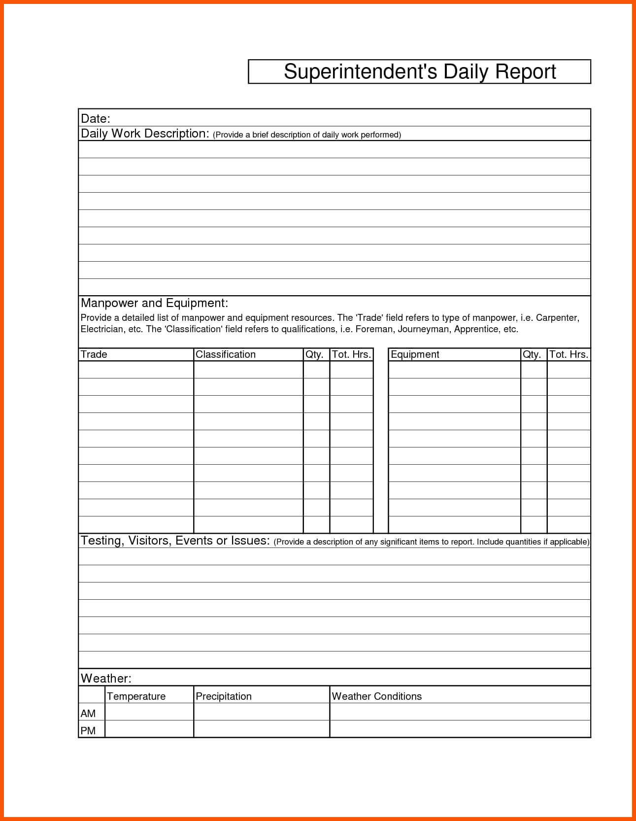 Construction Daily Report Template Examples Site Progress With Daily Site Report Template
