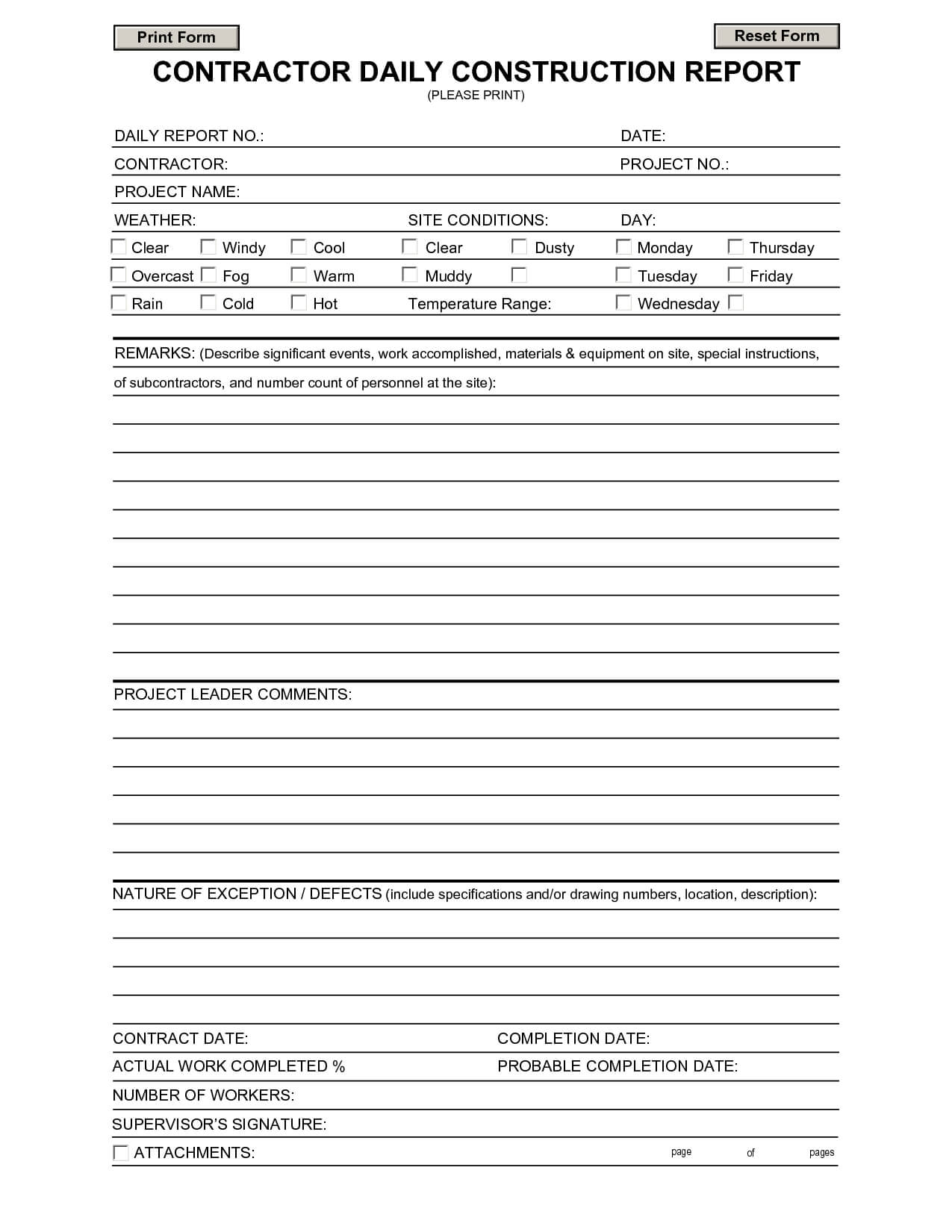 Construction Daily Report Template | Report Template, Daily In Daily Reports Construction Templates
