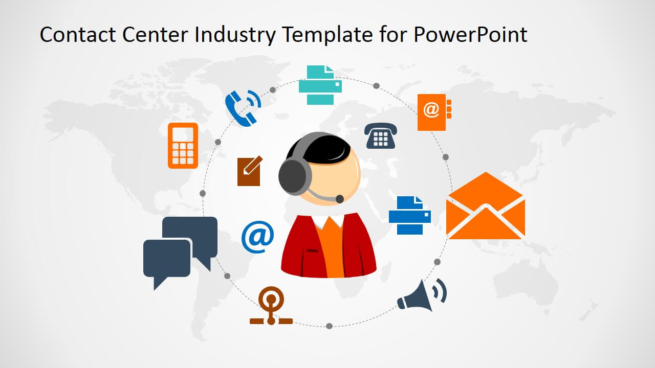 Contact Center Industry Powerpoint Template With Regard To Powerpoint Templates For Communication Presentation