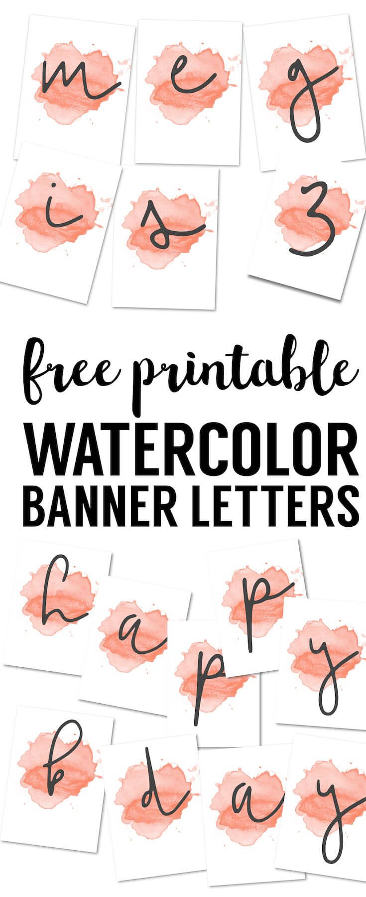 Coral Watercolor Banner Free Printable | Birthday Banner Throughout Free Bridal Shower Banner Template