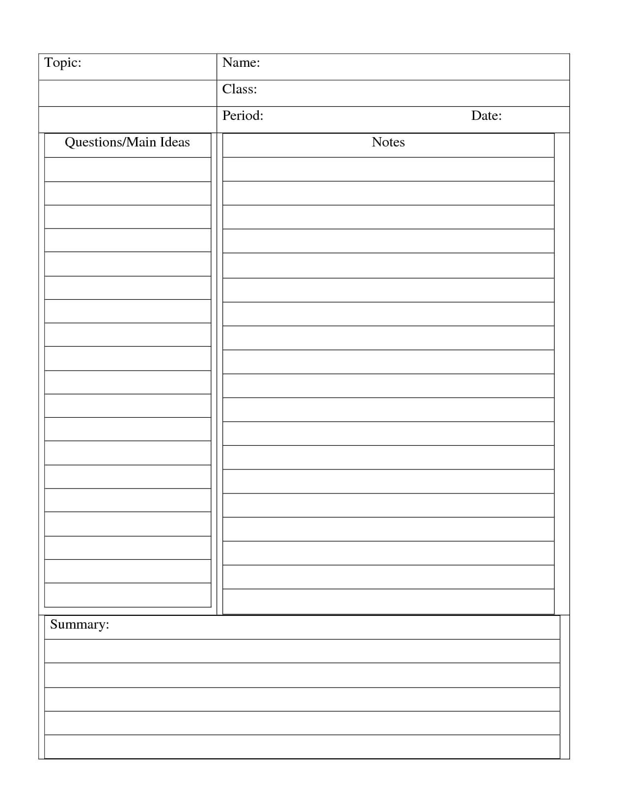 Cornell Method Template – Google Search | Cornell Notes In Cornell Note Template Word