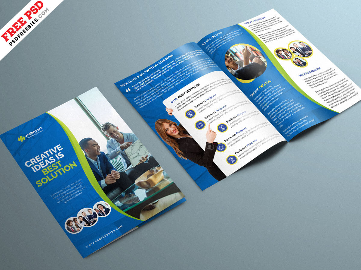Corporate Bifold Brochure Psd Template | Psdfreebies Within Two Fold Brochure Template Psd
