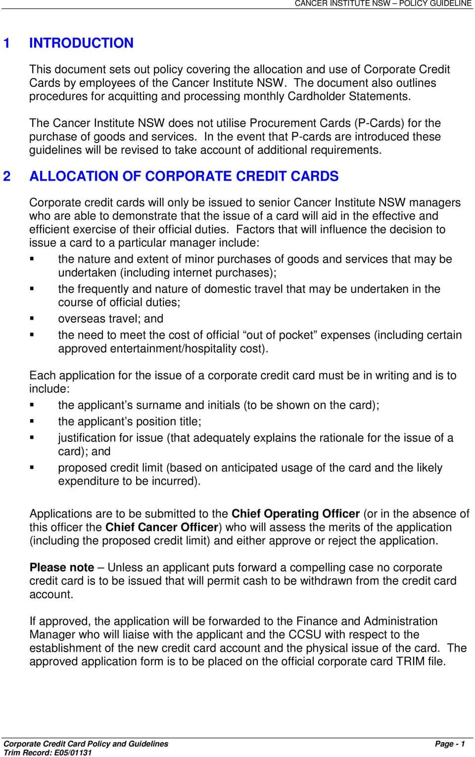 Corporate Credit Card Policy Template ] – Procurement Cards Throughout Company Credit Card Policy Template