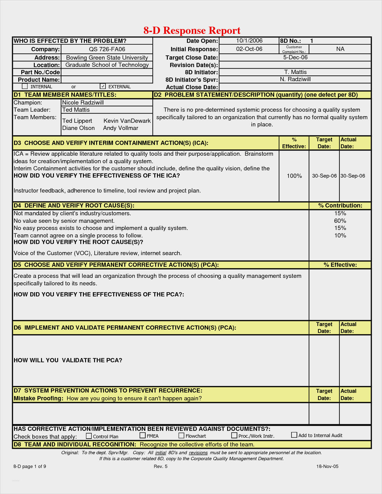 Corrective Action Template Xcel Report Powerpoint Word Free Inside 8D Report Template