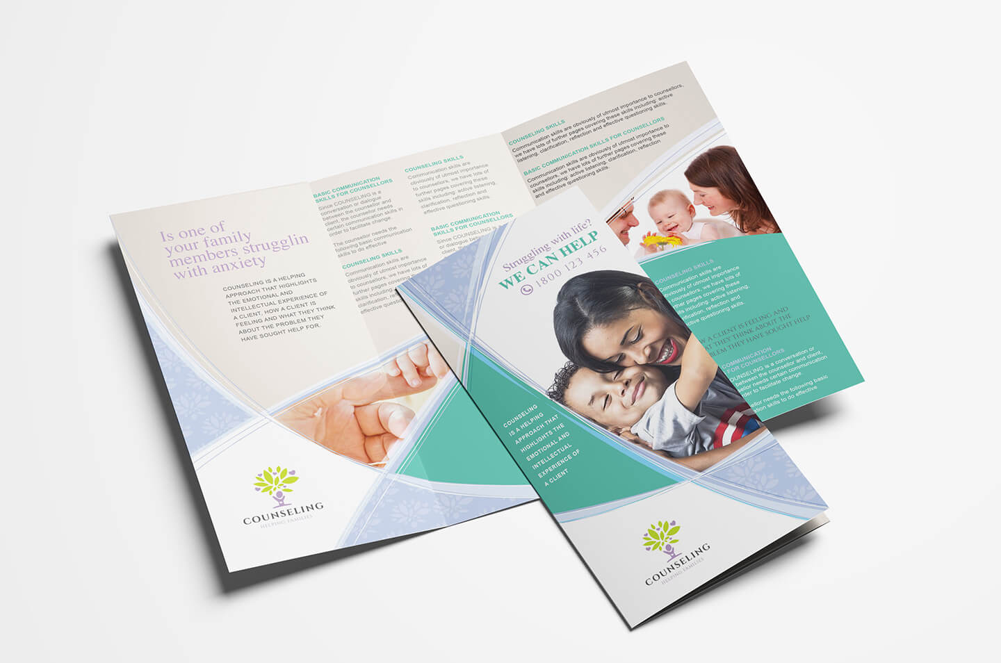 Counselling Service Tri Fold Brochure Template In Psd, Ai Pertaining To Tri Fold Brochure Template Illustrator