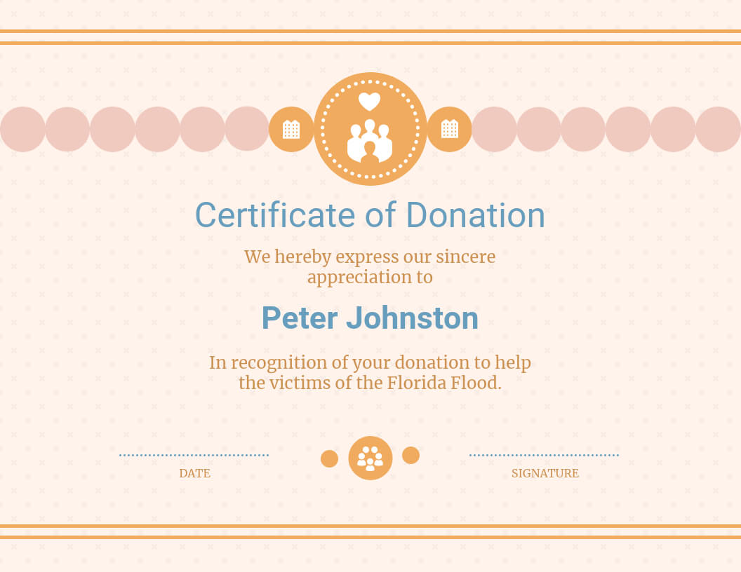 Cream Donation Appreciation Certificate Template Throughout Donation Certificate Template