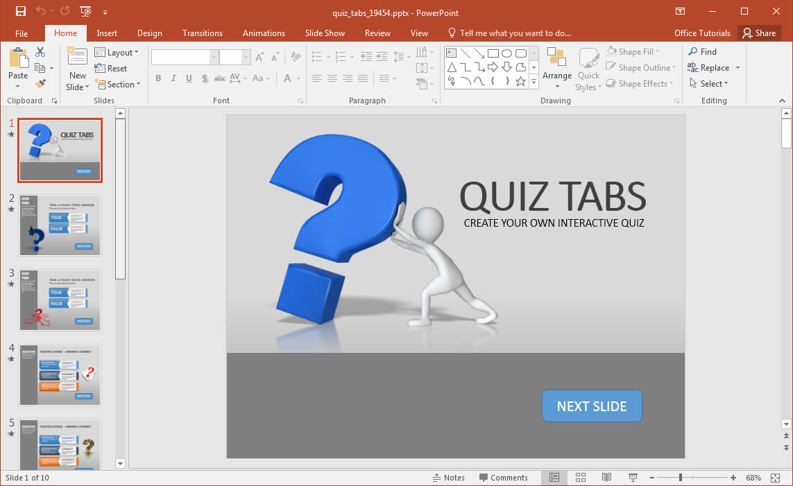 Create A Quiz In Powerpoint With Quiz Tabs Powerpoint Template With Powerpoint Quiz Template Free Download