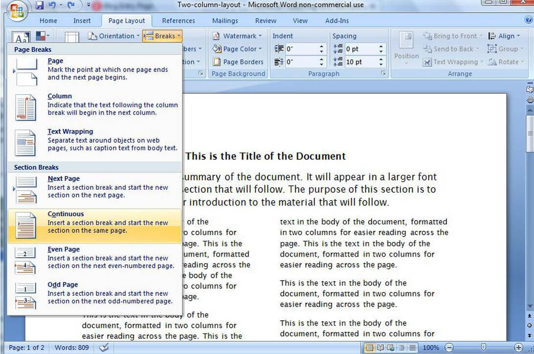 Create A Two Column Document Template In Microsoft Word – Cnet Intended For How To Insert Template In Word