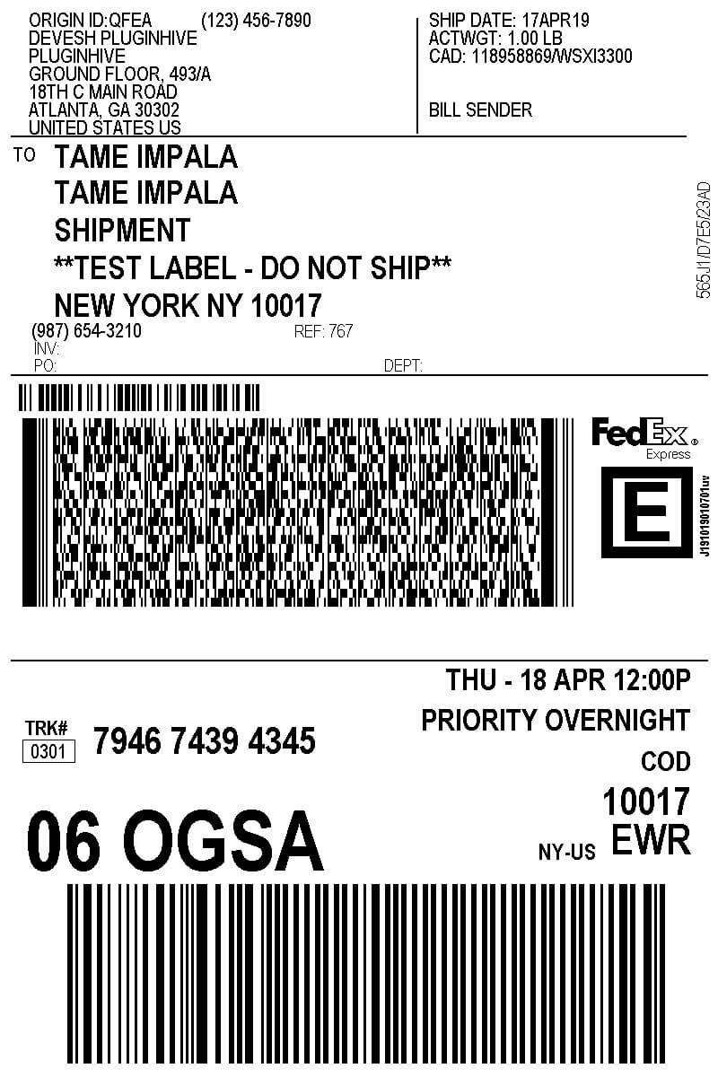 Create Fedex Shipping Label From Your Online Store | Address With Fedex Label Template Word