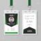 Creative Corporate Id Card Template With Green Details Throughout Work Id Card Template