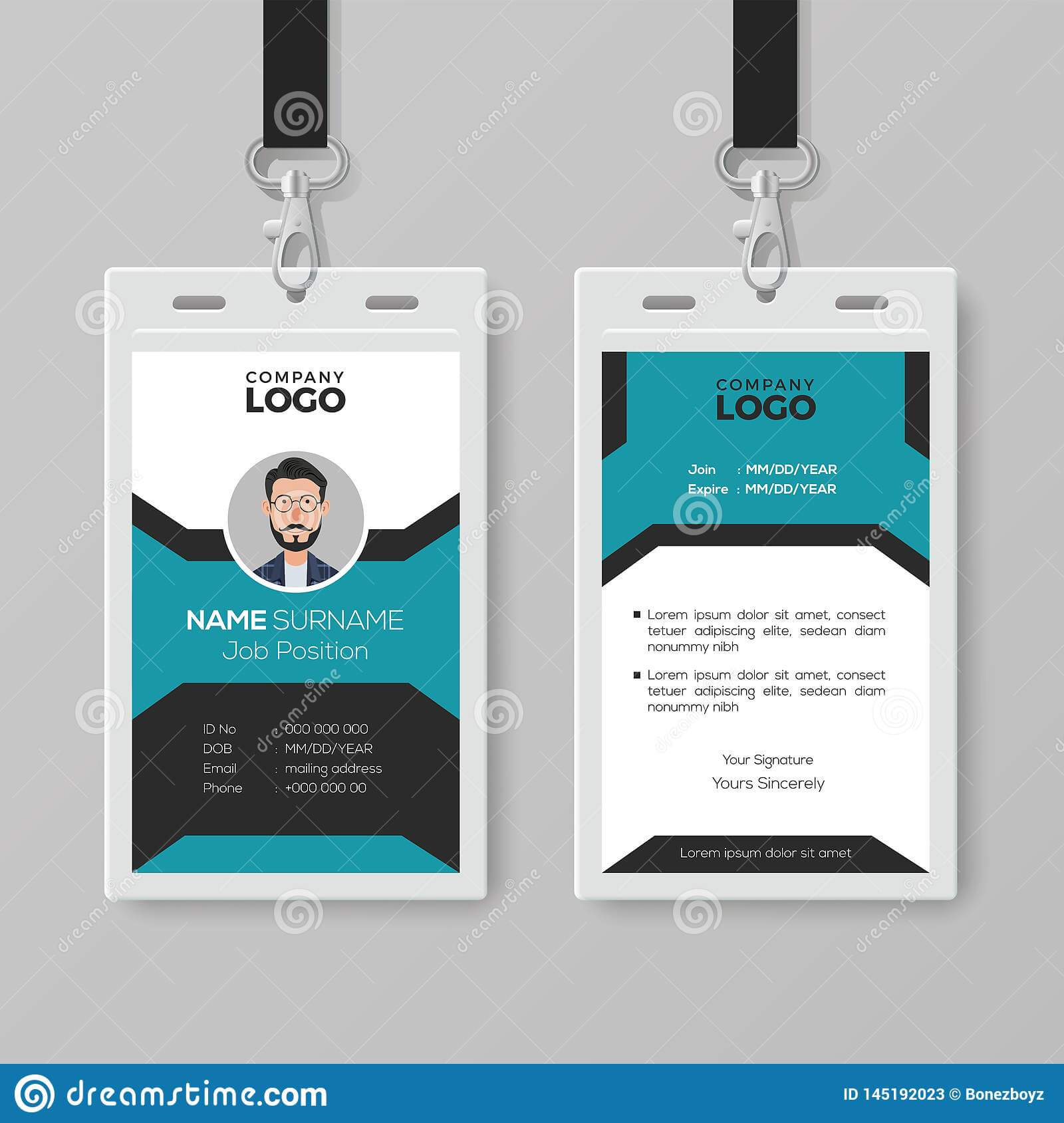 Creative Employee Id Card Template Stock Vector Throughout Pvc Card Template