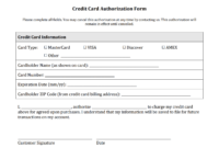 Credit Authorization Form | Types Of Credit Cards, Credit inside Credit Card On File Form Templates