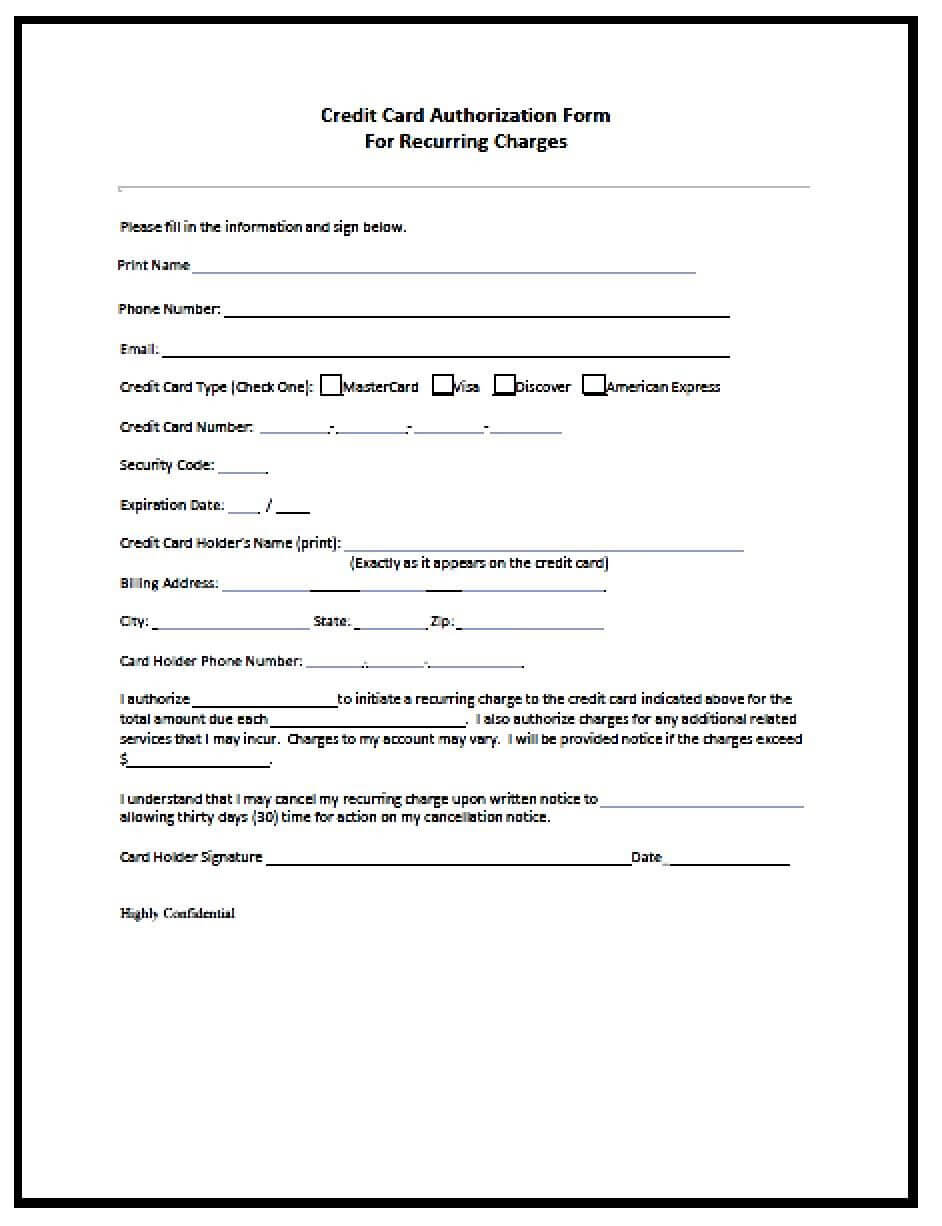 Credit Card Authorization Form Template | Besttemplates123 With Regard To Authorization To Charge Credit Card Template