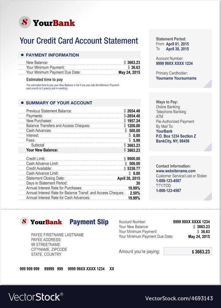 Credit Card Bank Account Statement Template With Regard To Credit Card Statement Template
