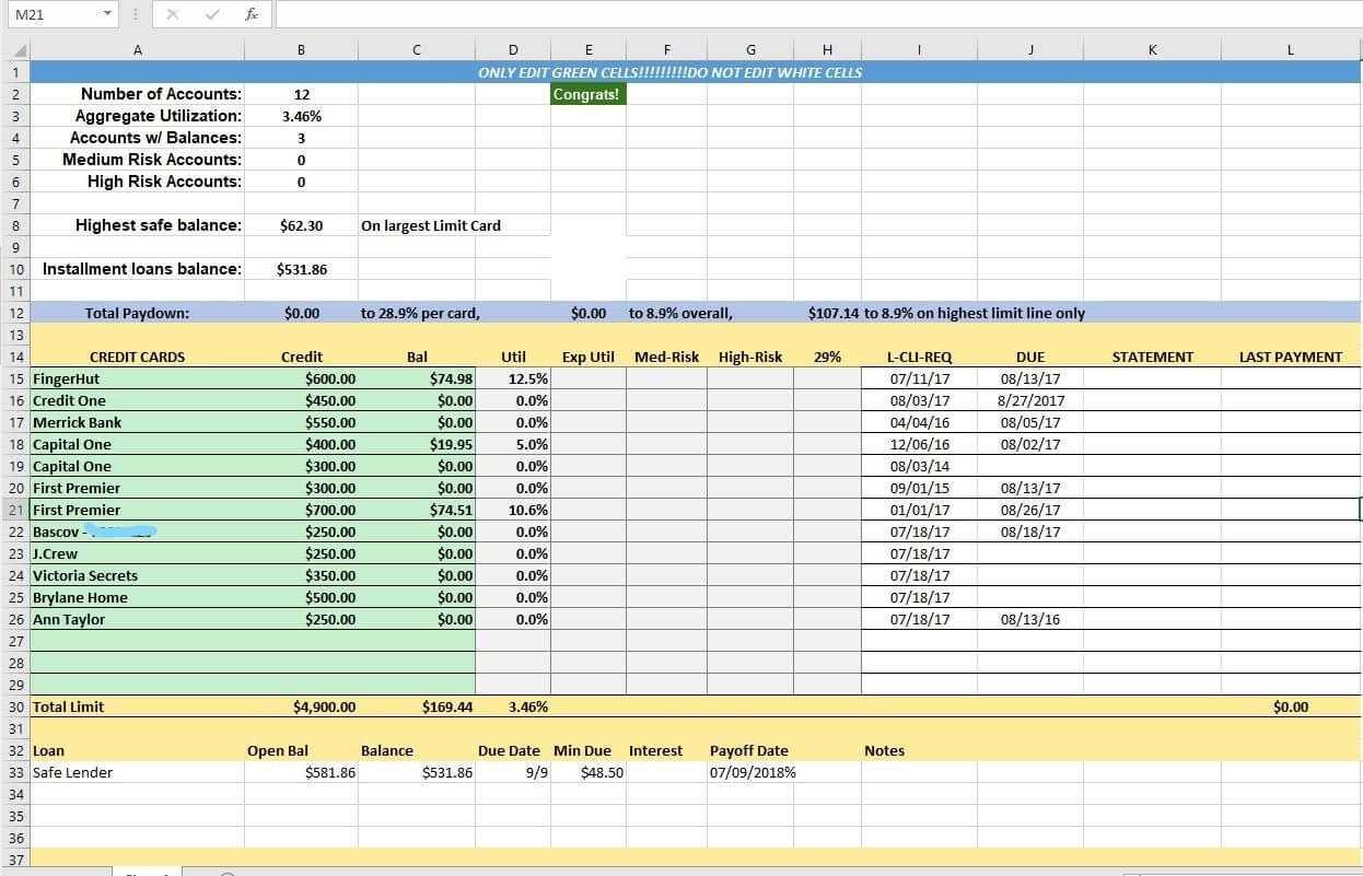 Credit Card Utilization Tracking Spreadsheet | Credit Card Pertaining To Credit Card Payment Spreadsheet Template