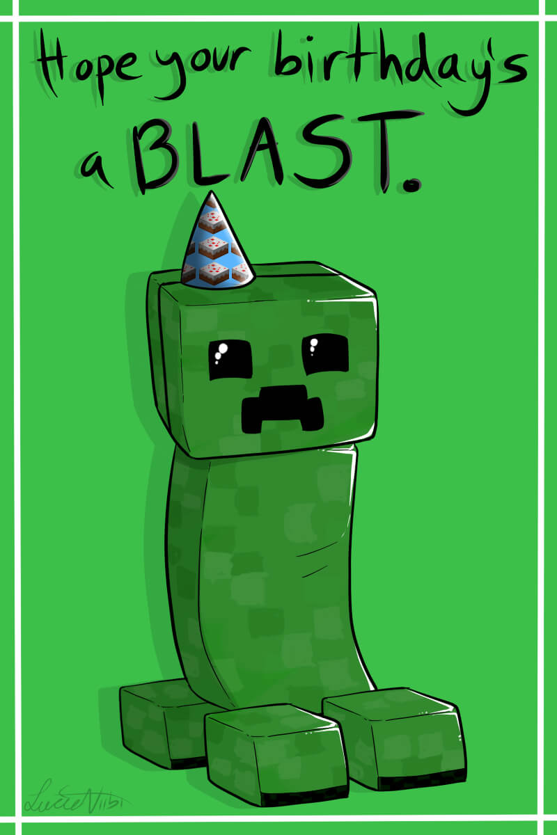 Creeper Birthday Cardlucieniibi.deviantart On With Minecraft Birthday Card Template