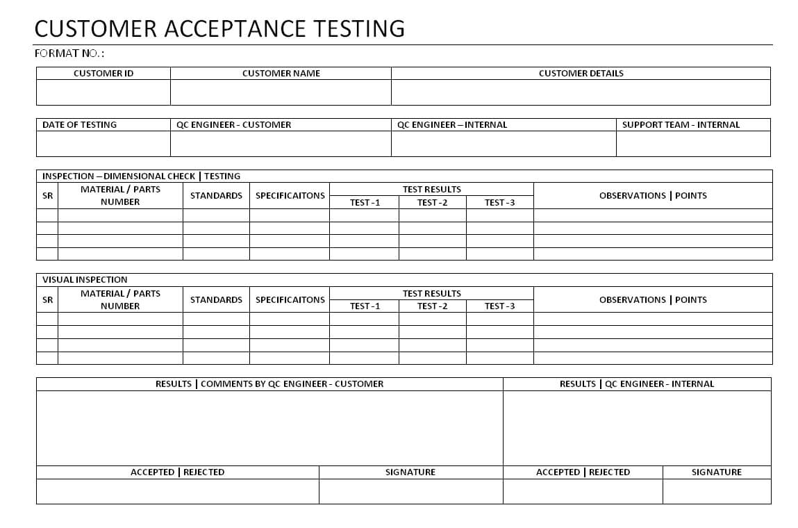 Customer Acceptance Testing - In Acceptance Test Report Template