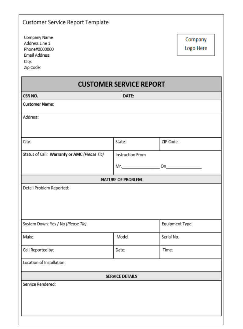 Customer Service Report Template – Excel Word Templates Inside Technical Service Report Template