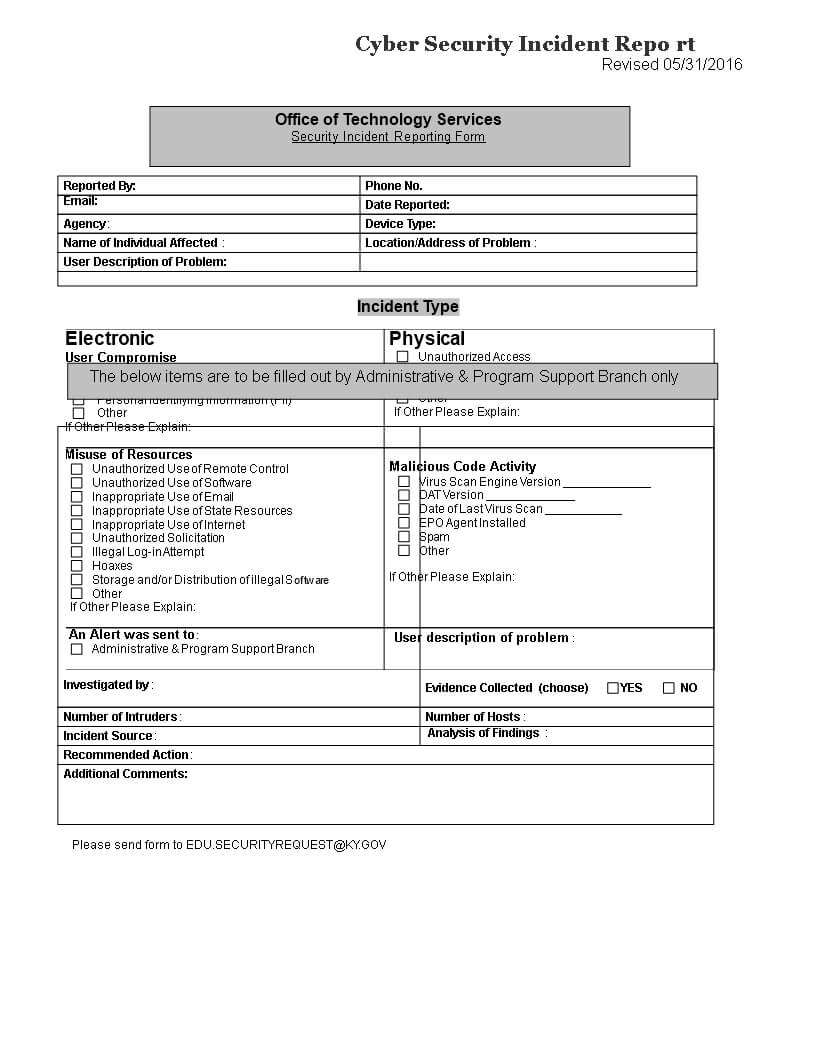 Cyber Security Incident Report Template | Templates At For Computer Incident Report Template
