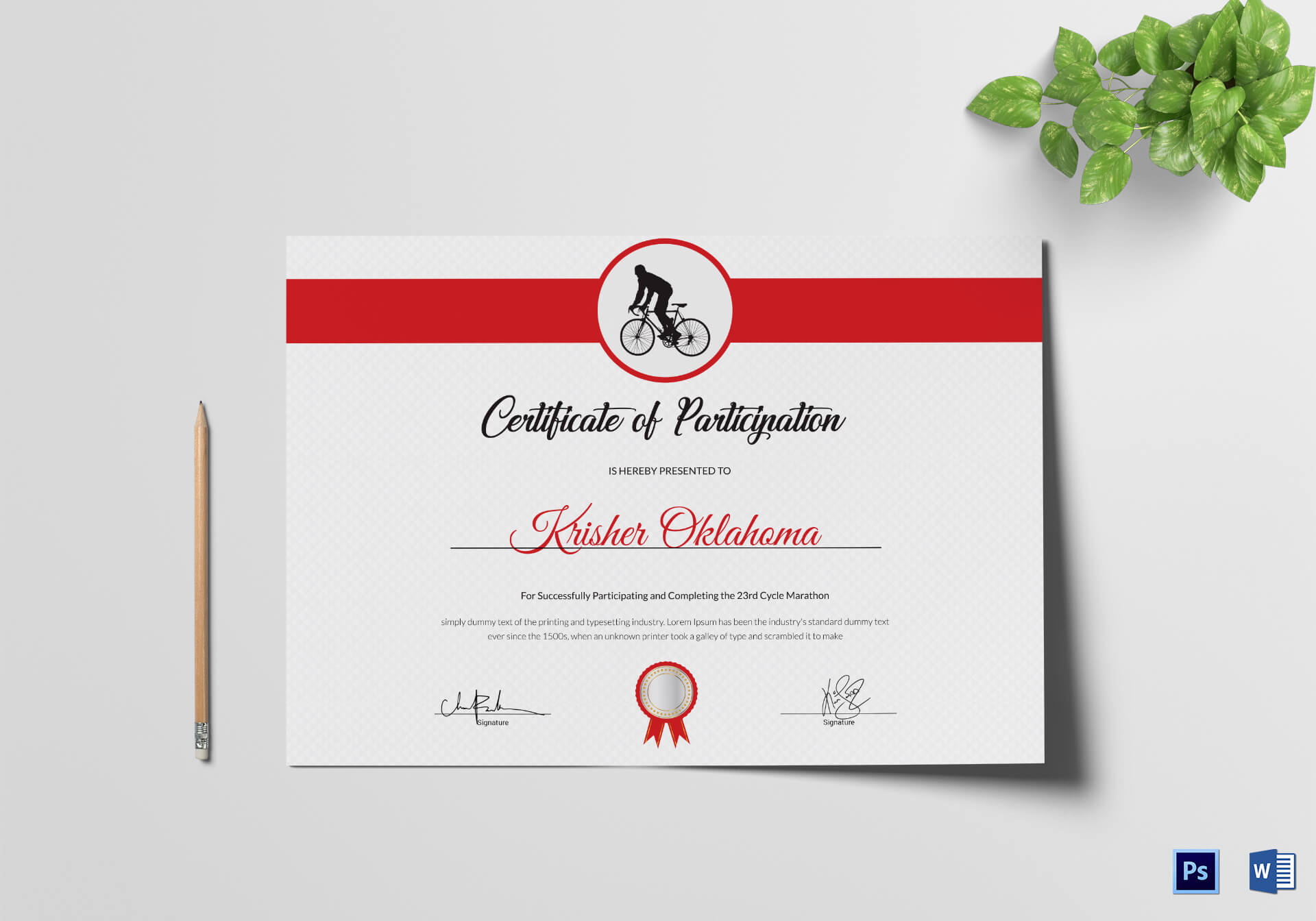 Cycling Participation Certificate Template Throughout Certificate Of Participation Word Template