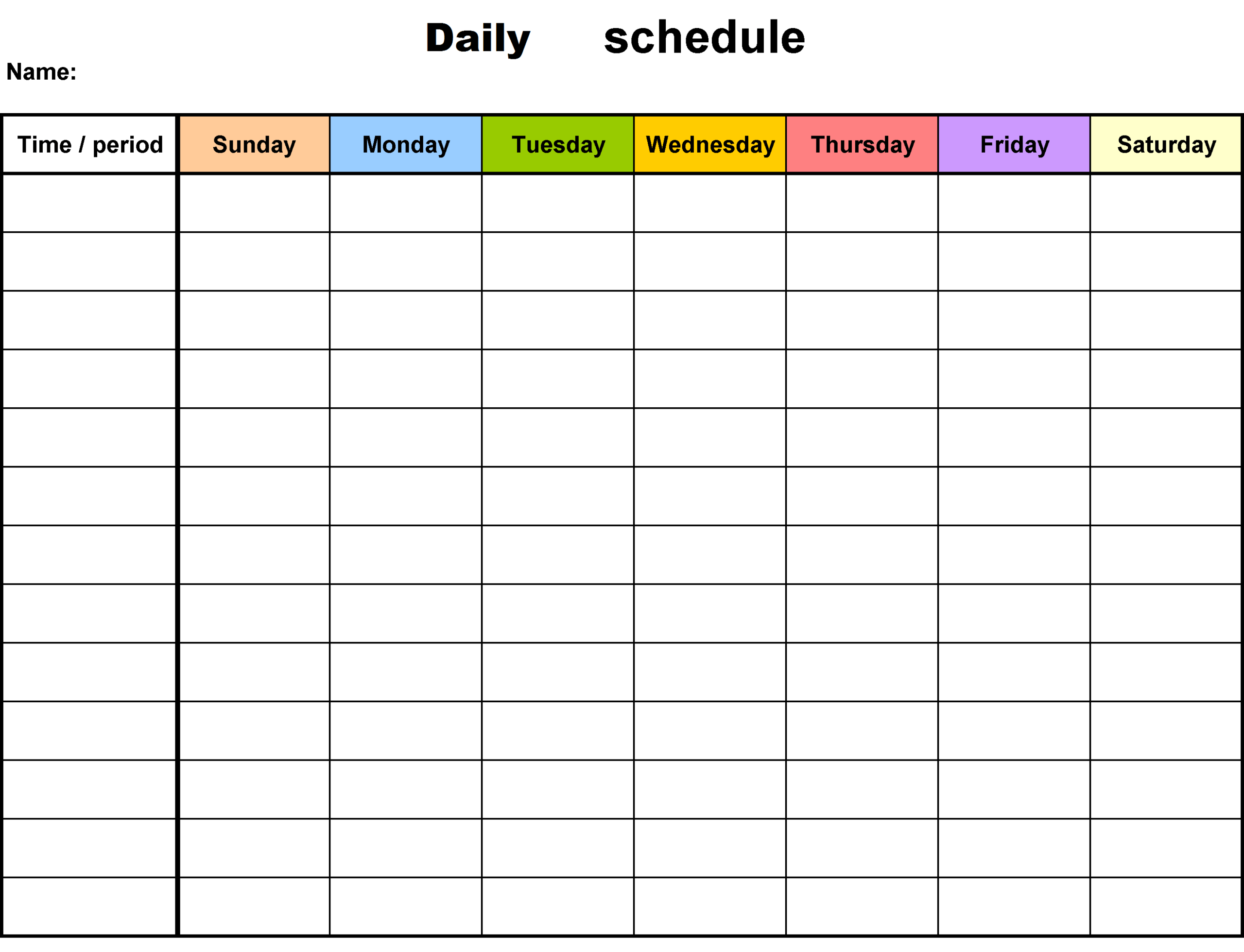 daily schedule planner printable blank