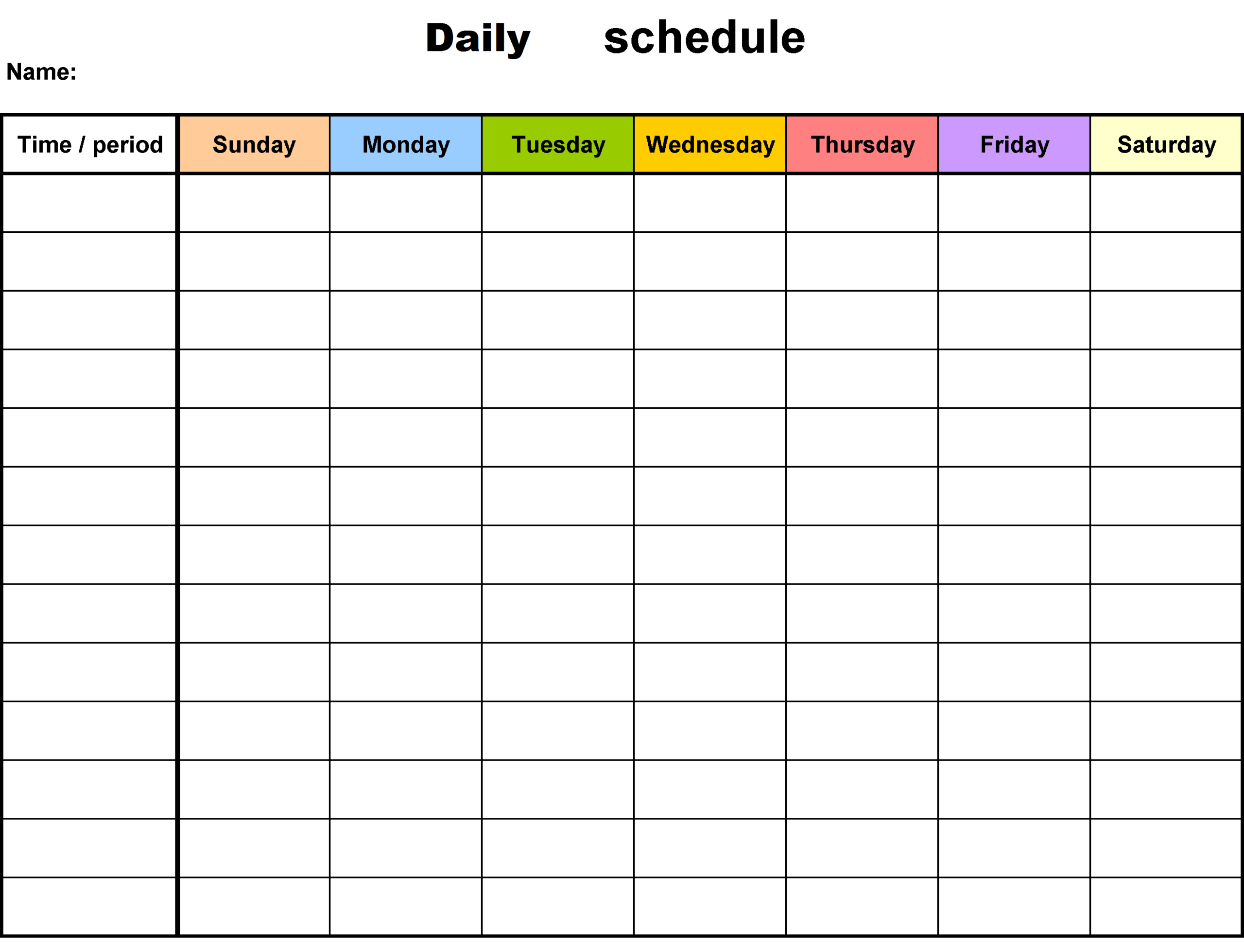 daily blank calendar template you can use for office and