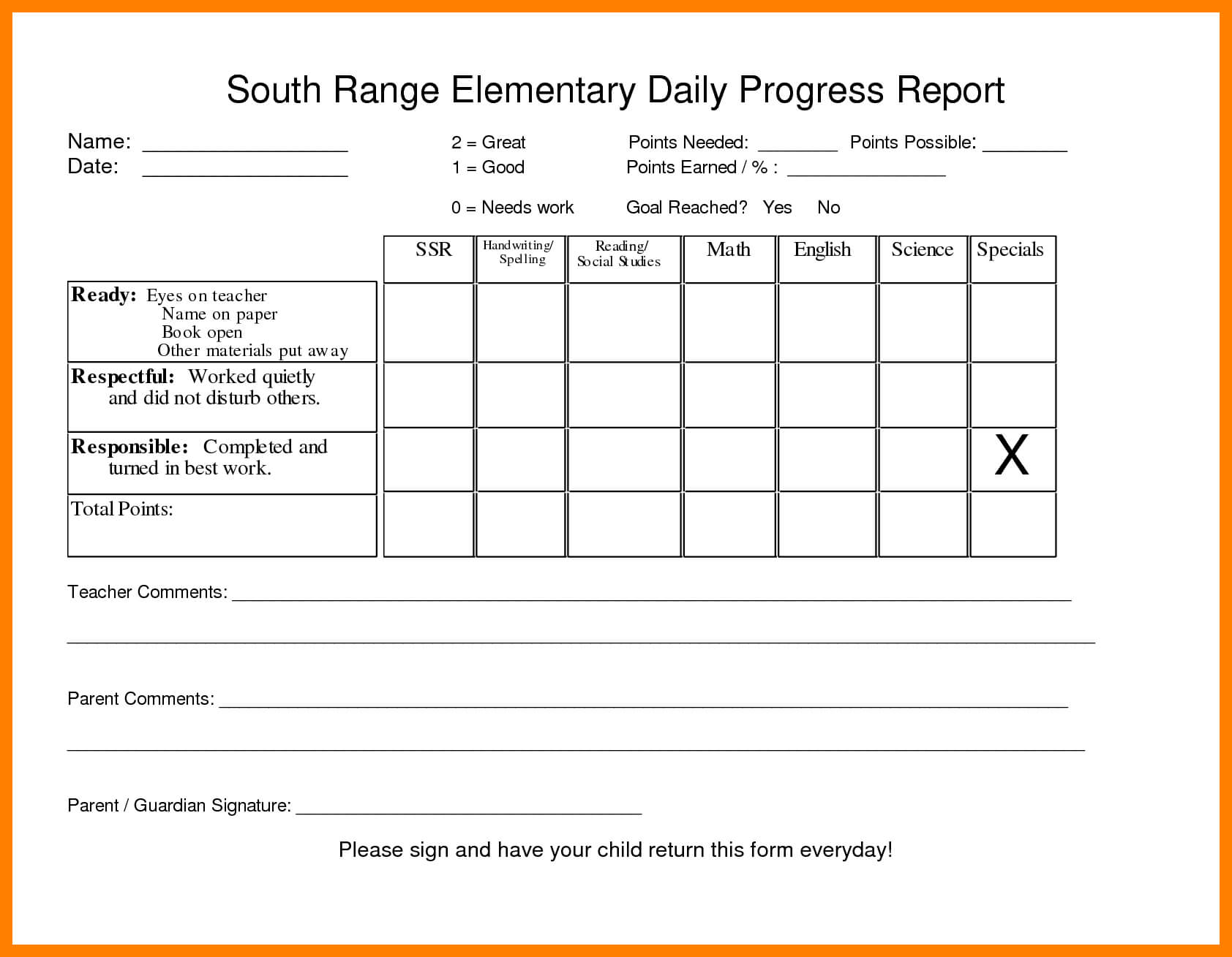 Daily Progress Reports Ate Business Downloadable Elementary Pertaining To School Report Template Free