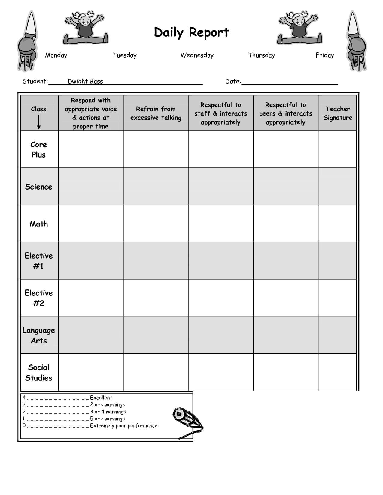 Daily Report Card Template For Adhd ] - Report Template Regarding Daily Report Card Template For Adhd