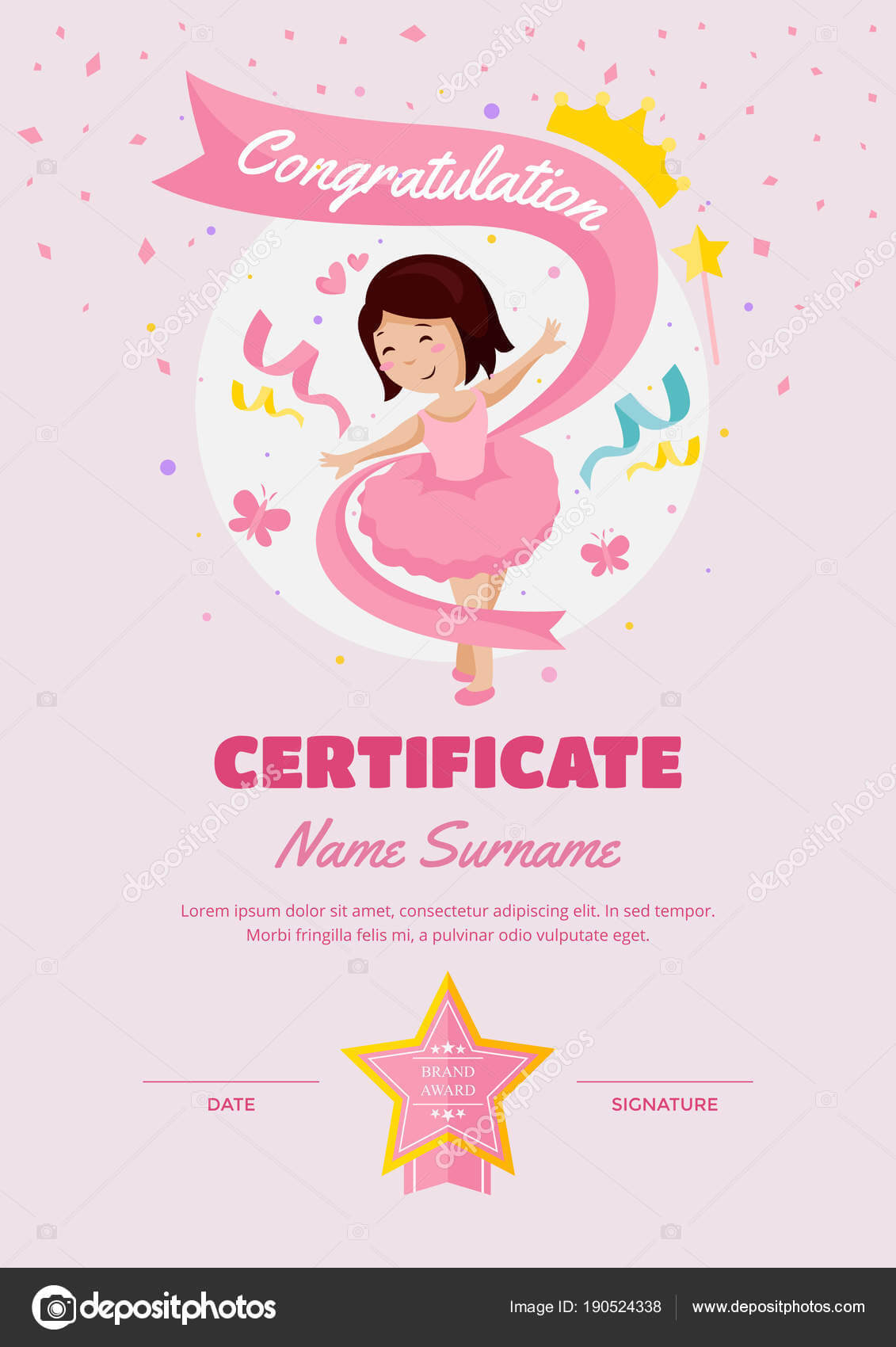 Dance Certificate Template | Cute Children Ballet Class Inside Dance Certificate Template