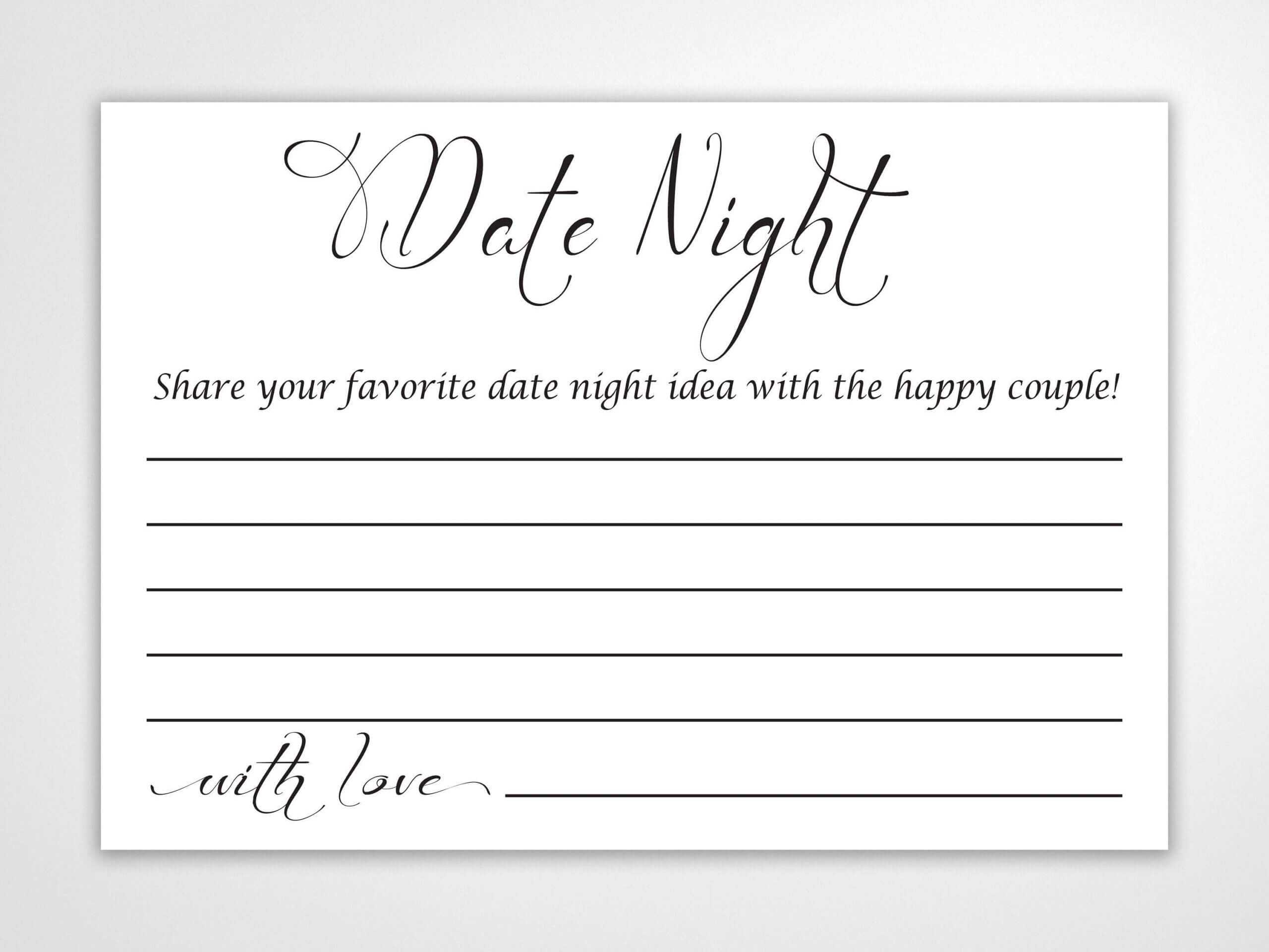 Date Night Card, Date Night Idea, Date Ideas, Wedding With Sim Card Template Pdf