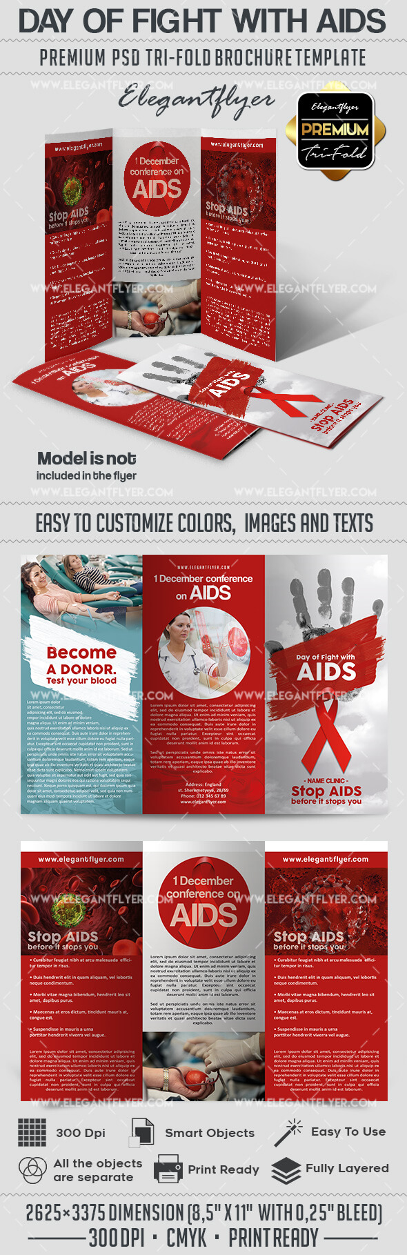 Day Of Fight With Aids Psd Brochure Inside Hiv Aids Brochure Templates
