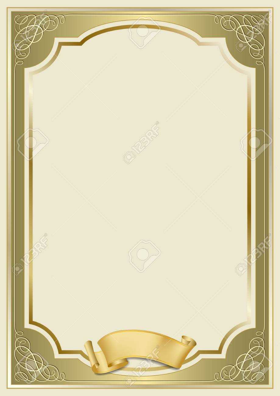 Decorative Rectangular Framework And A Scroll. Template For Diploma,.. Throughout Certificate Scroll Template