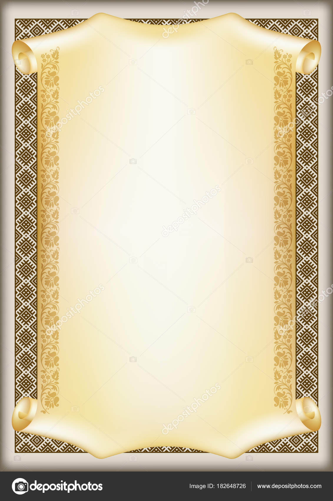 Decorative Rectangular Framework Ethnic Slavic Ornament Throughout Certificate Scroll Template