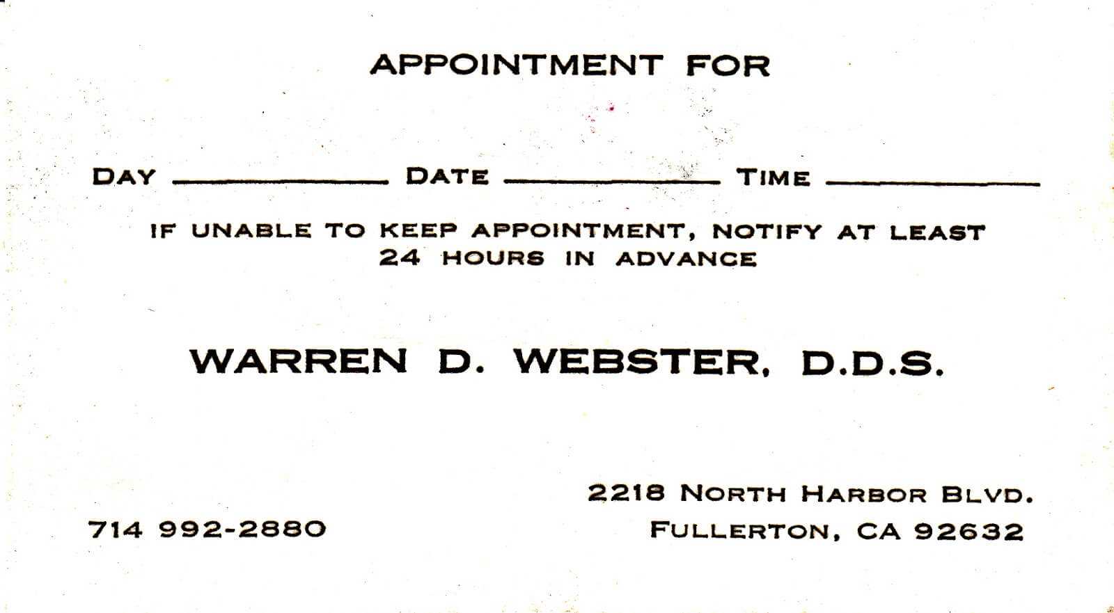 Dental Appointment Card – Zimer.bwong.co Throughout Dentist Appointment Card Template