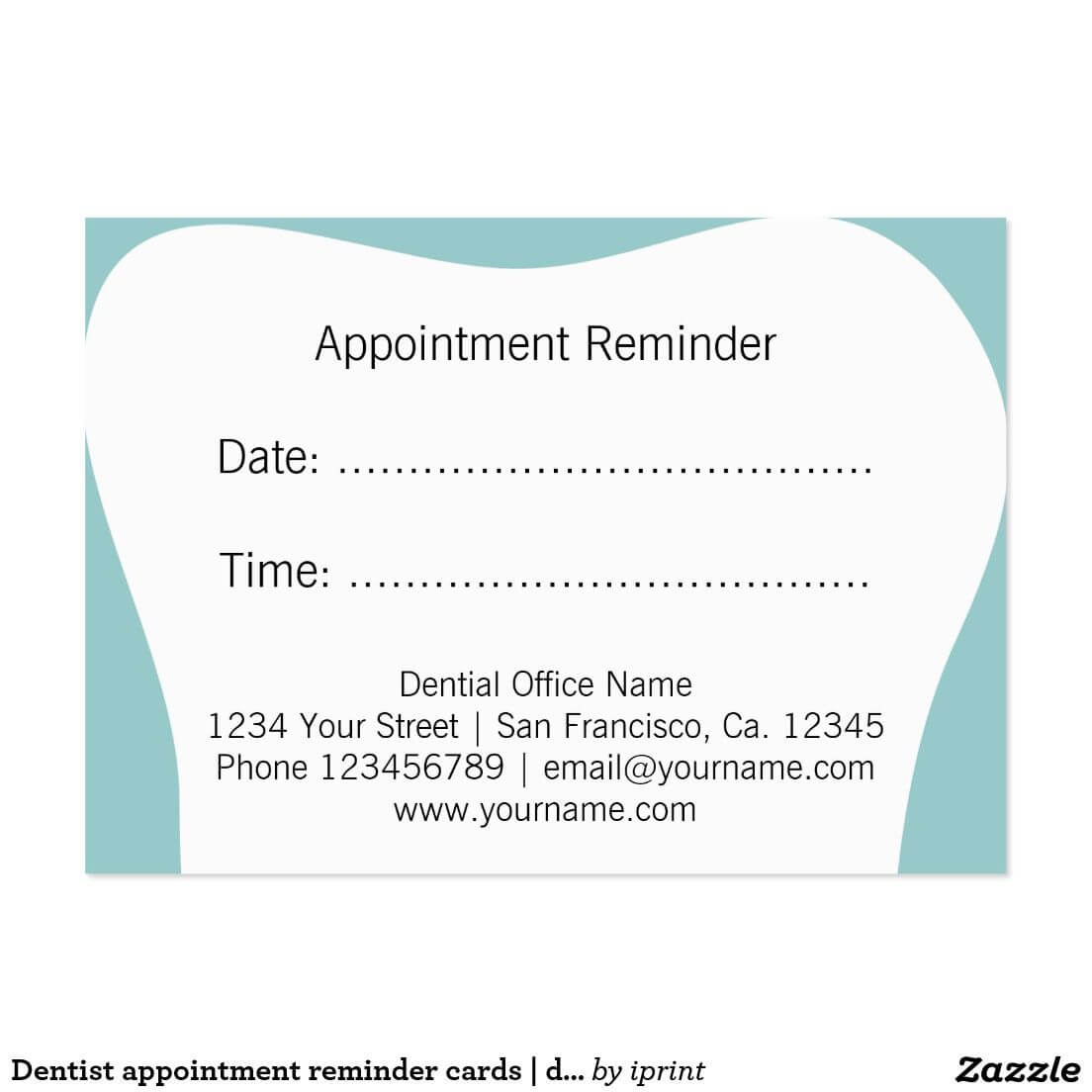 Dentist Appointment Reminder Cards | Dental Office | Zazzle Throughout Appointment Card Template Word