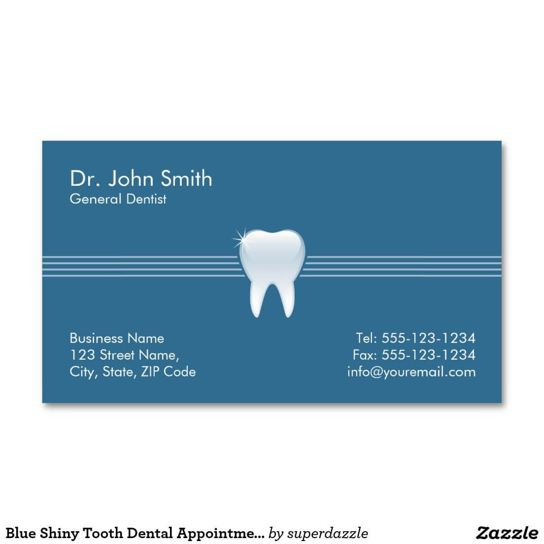 Dentist Blue Shiny Tooth Dental Appointment | Zazzle In Dentist Appointment Card Template