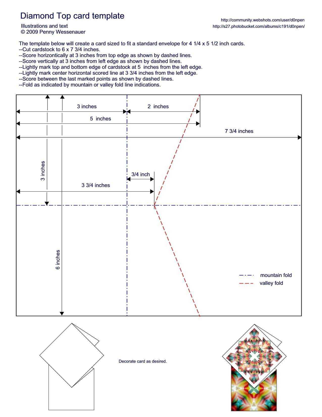 Diamond Topped Card Template - To Fit A Standard A2 Card With Regard To A2 Card Template