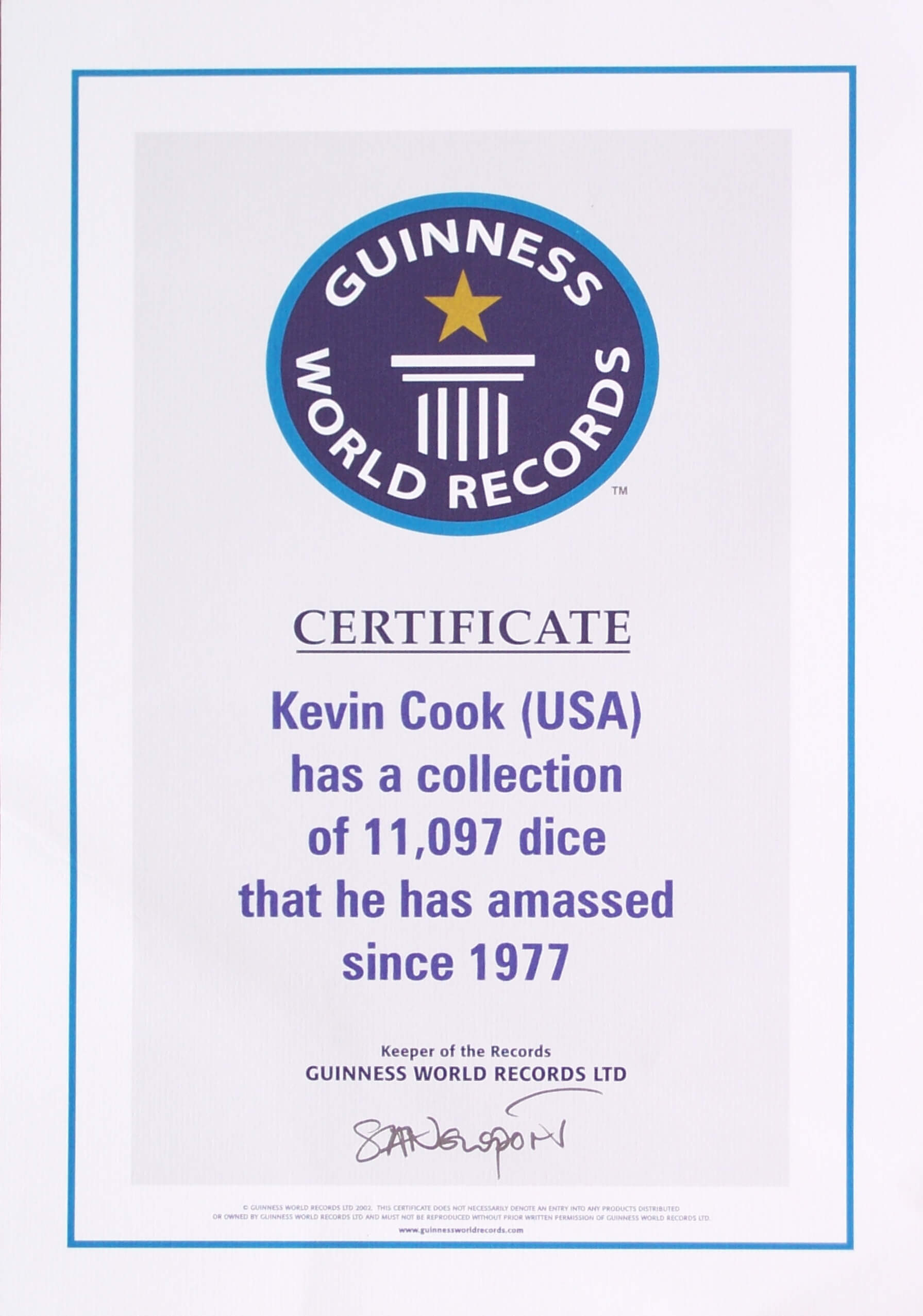 Dicecollector – Guinness Claim Information Throughout Guinness World Record Certificate Template