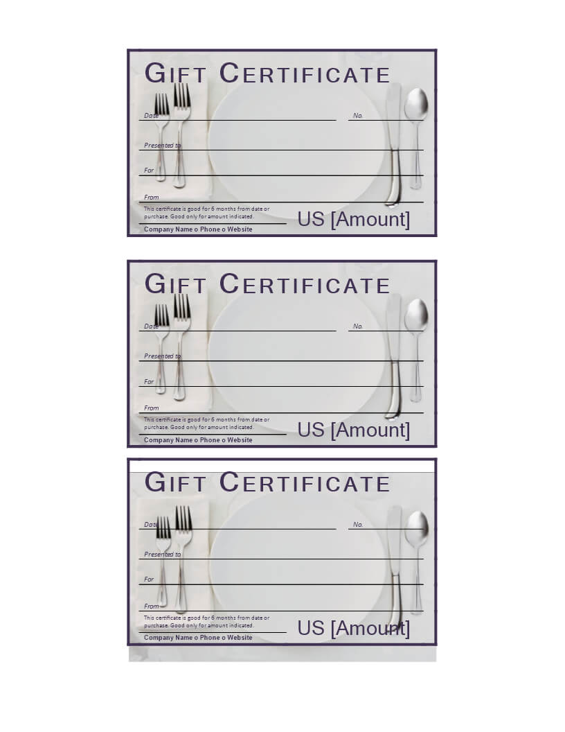 Dinner Gift Certificate | Templates At Allbusinesstemplates For Restaurant Gift Certificate Template
