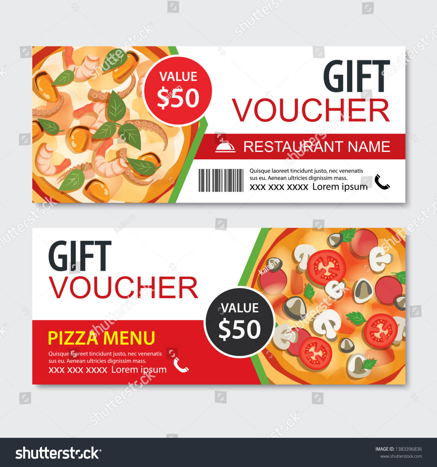 Discount Gift Voucher Fast Food Template Stock Vector Within Pizza Gift Certificate Template