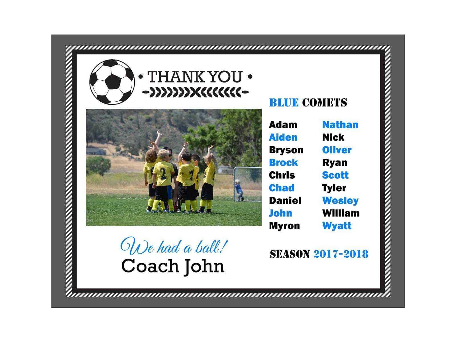 Diy Editable Pdf Sports Team Soccer Thank You Coach With Soccer Thank You Card Template