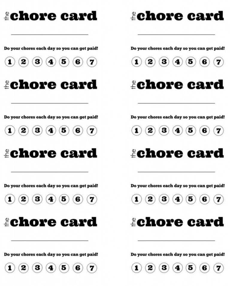 Printable Reward Punch Cards