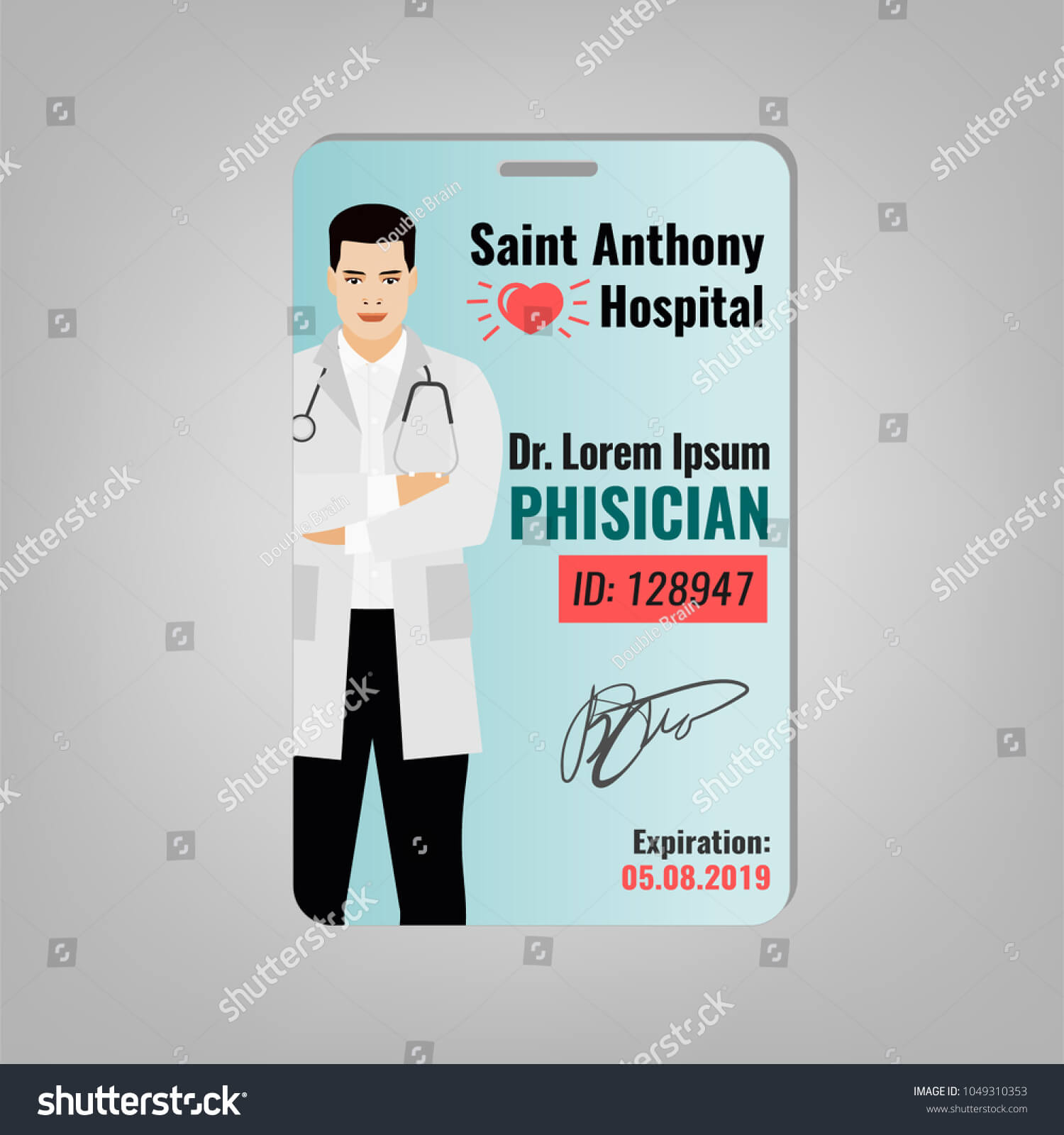 Doctors Id Card Hospital Logo Phisician Stock Image Within Hospital Id Card Template