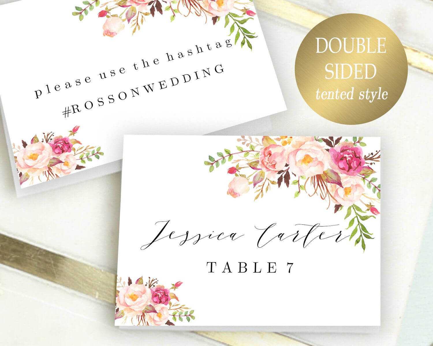 Double Sided Place Cards Printable Place Card Template With Reserved Cards For Tables Templates